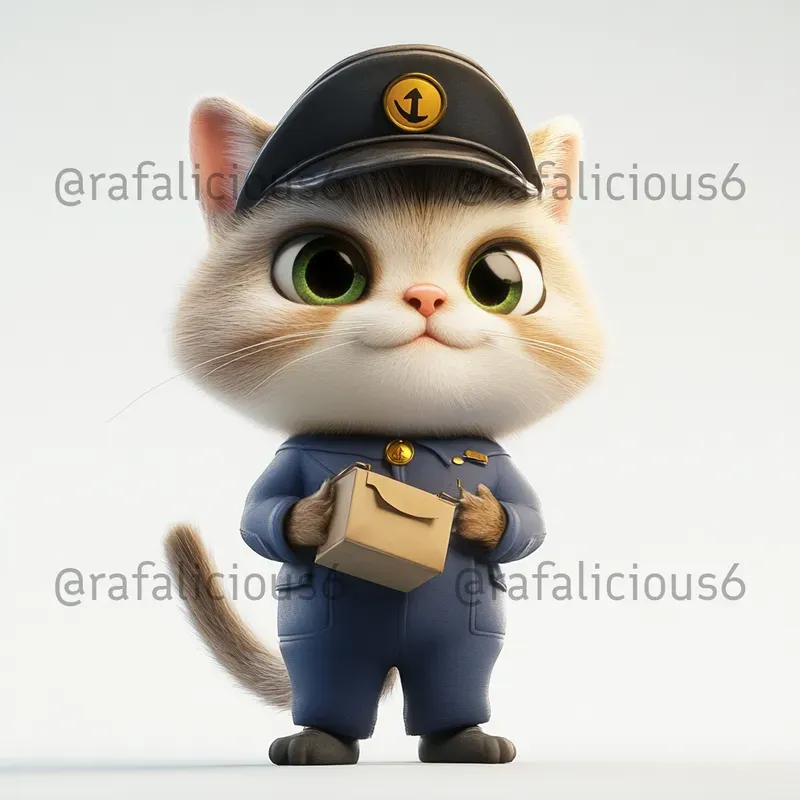 Cute 3D Job Cats On White Background