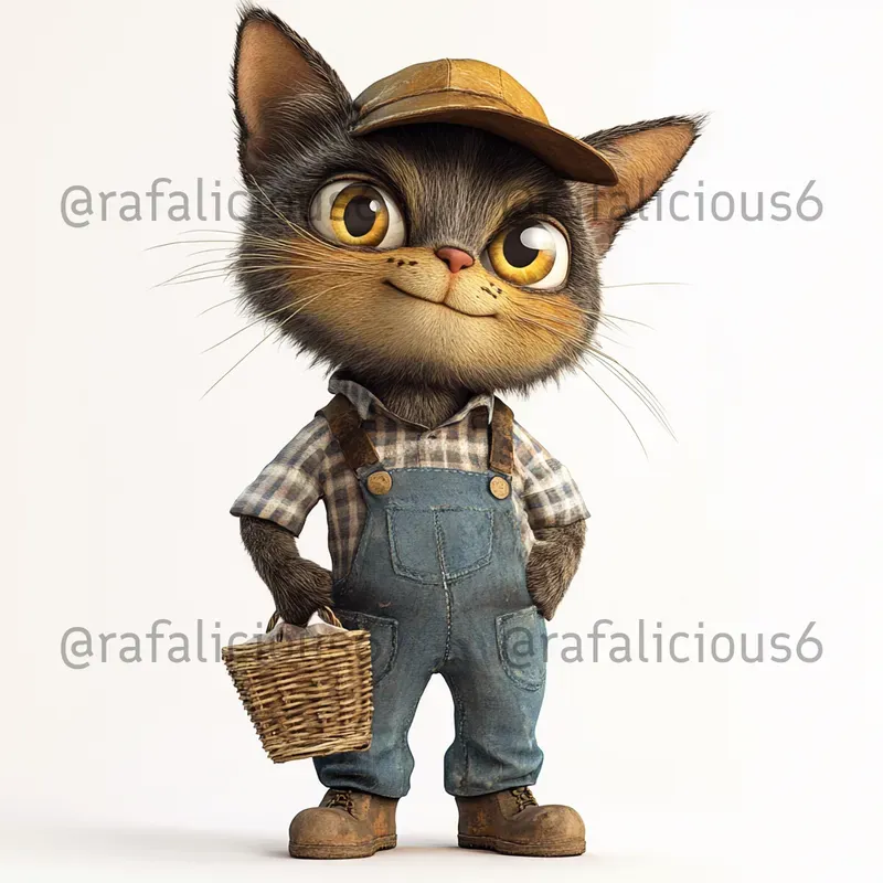 Cute 3D Job Cats On White Background