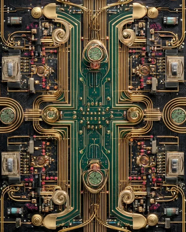 Art Nouveau Circuit Tech Wallpapers