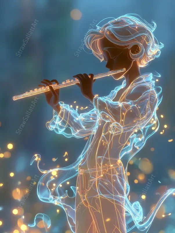 Neon Fantasy Line Art Illustration Style