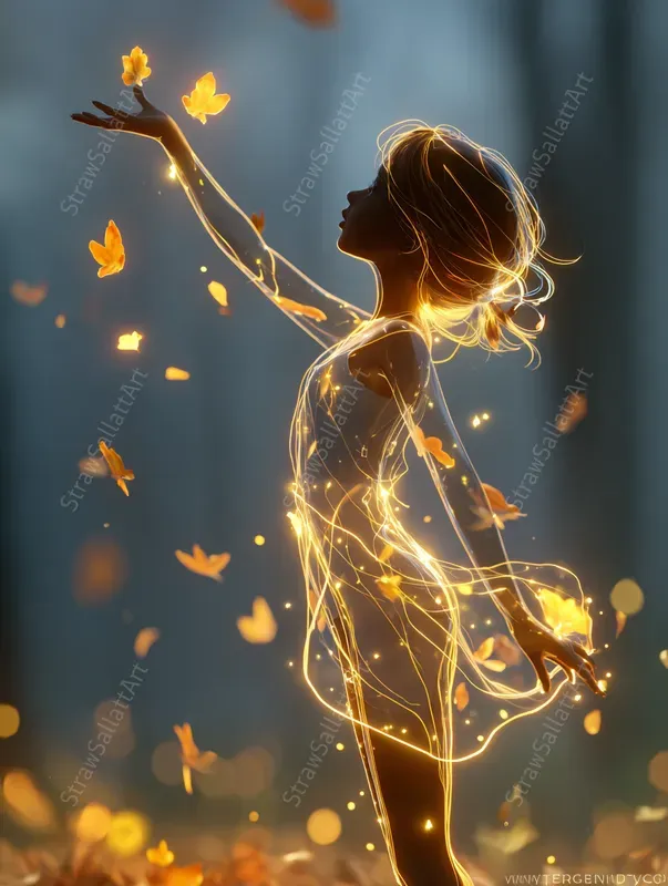 Neon Fantasy Line Art Illustration Style