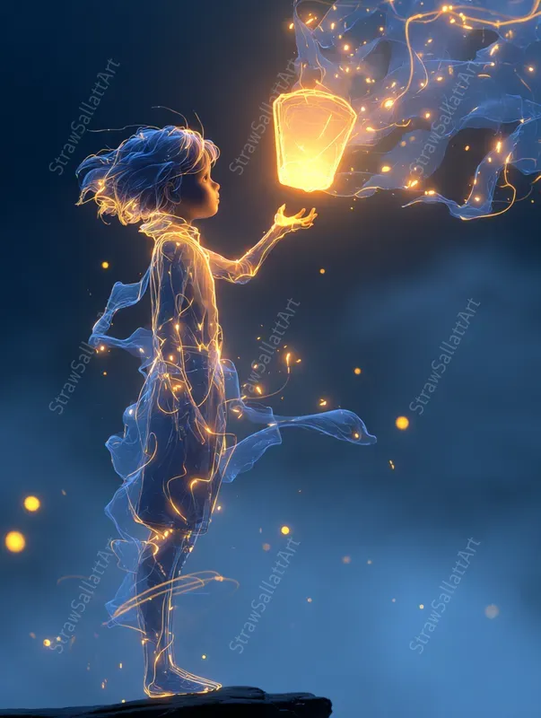 Neon Fantasy Line Art Illustration Style