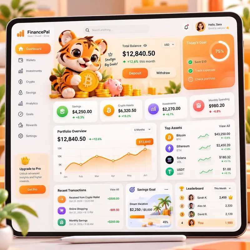 3D Mascot UIux App Dashboard Generator