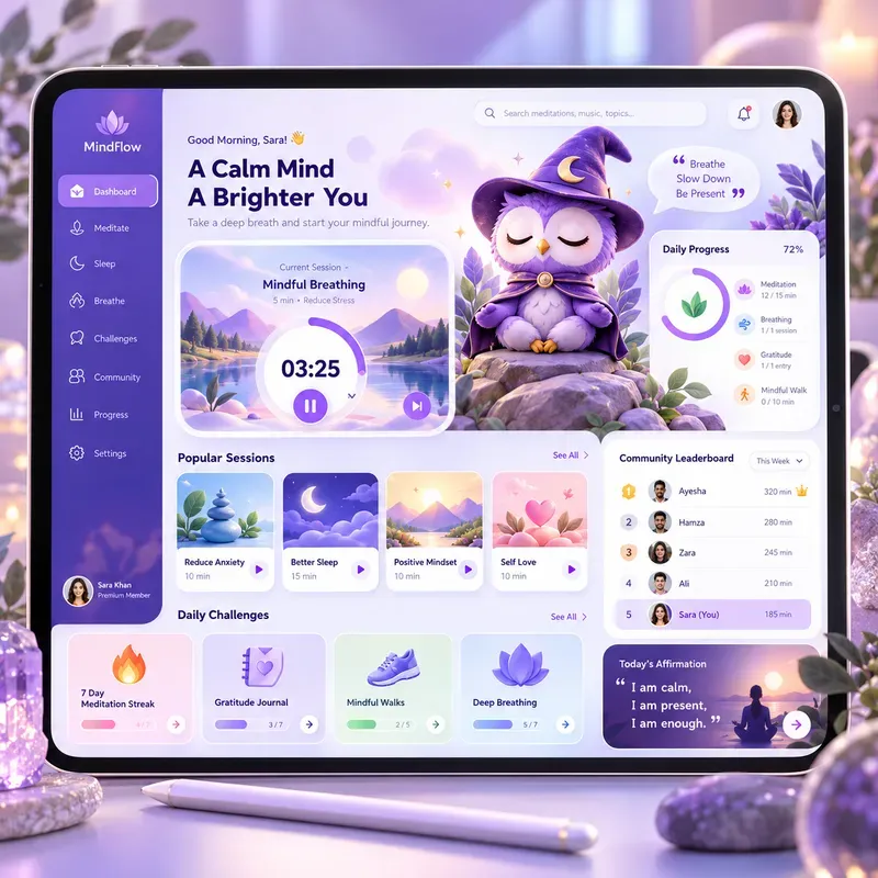 3D Mascot UIux App Dashboard Generator