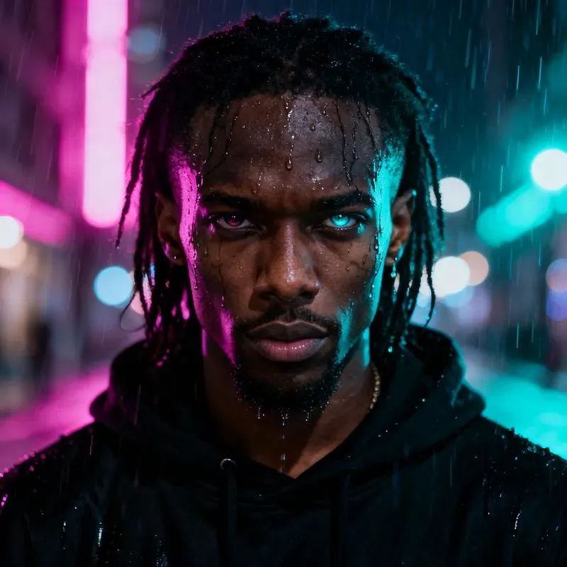 Neon Night Portraits Cinematic Rain