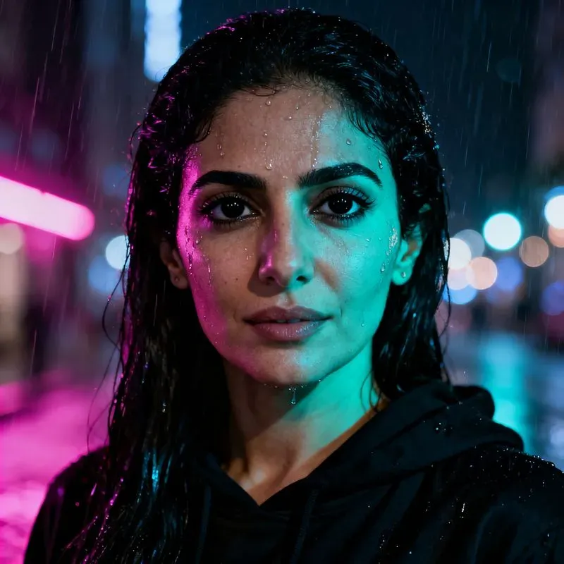 Neon Night Portraits Cinematic Rain