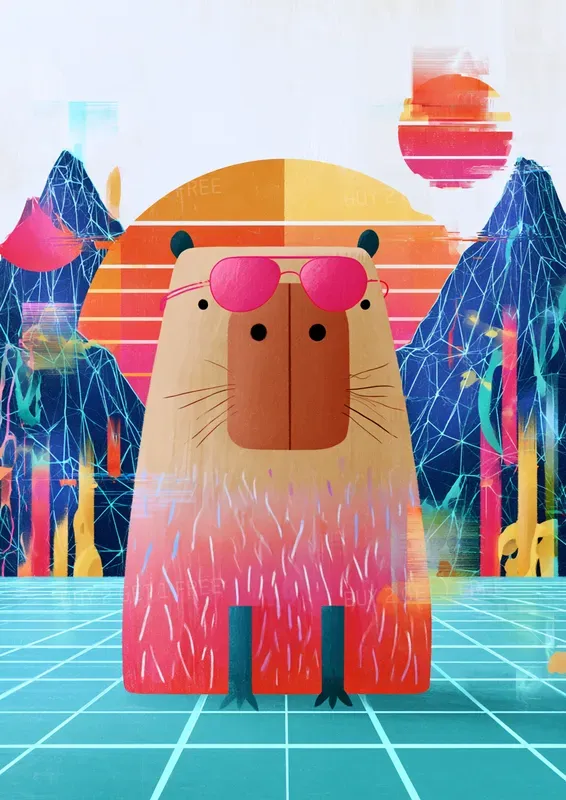 Synthwave Chill Animals Tshirt Designs