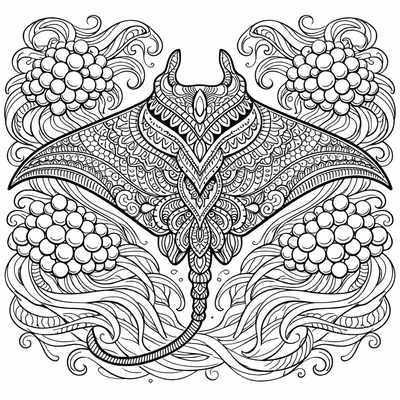Intricate Sea Life Line Art