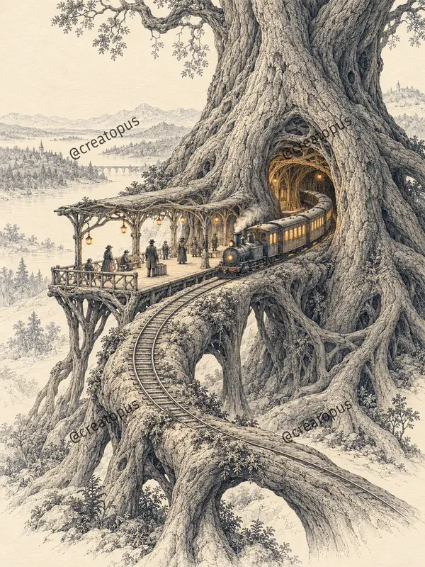 Surreal Etched Dreamscape Art Prints