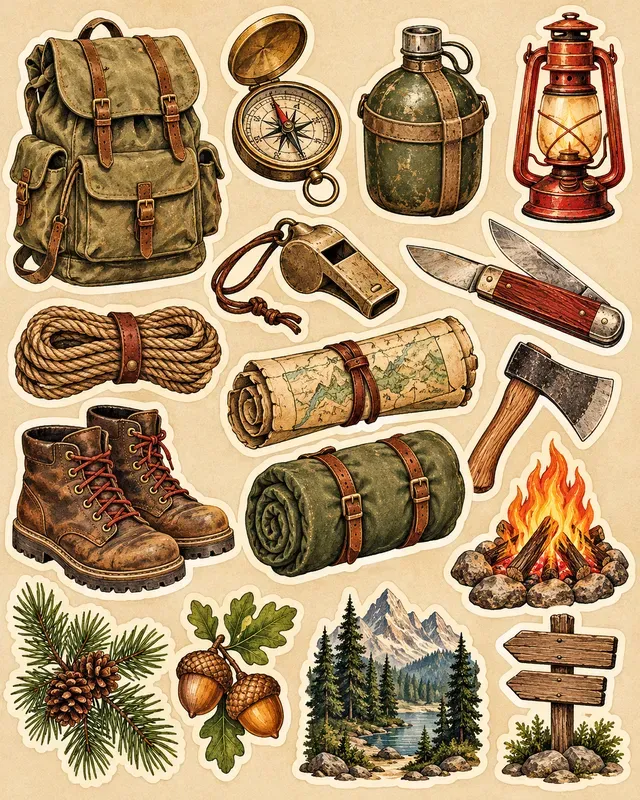 Retro Camping Stickers