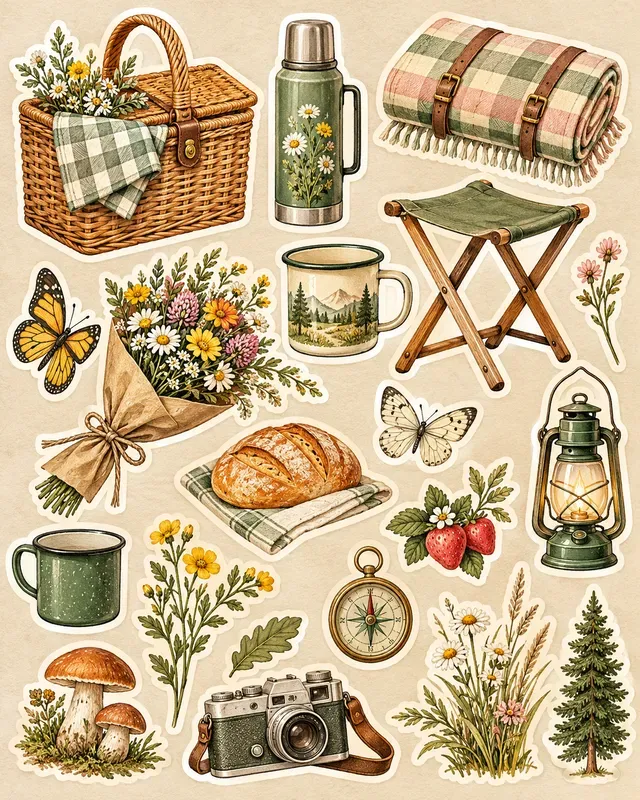 Retro Camping Stickers