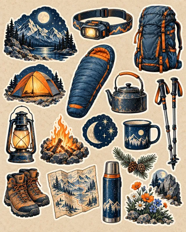 Retro Camping Stickers
