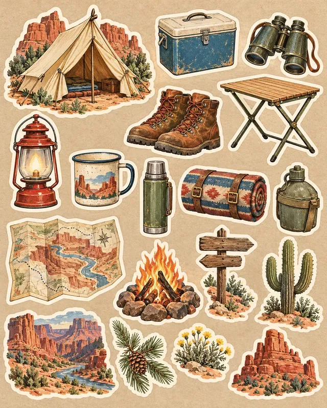 Retro Camping Stickers