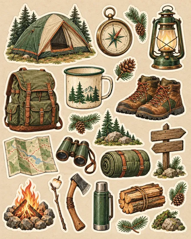 Retro Camping Stickers