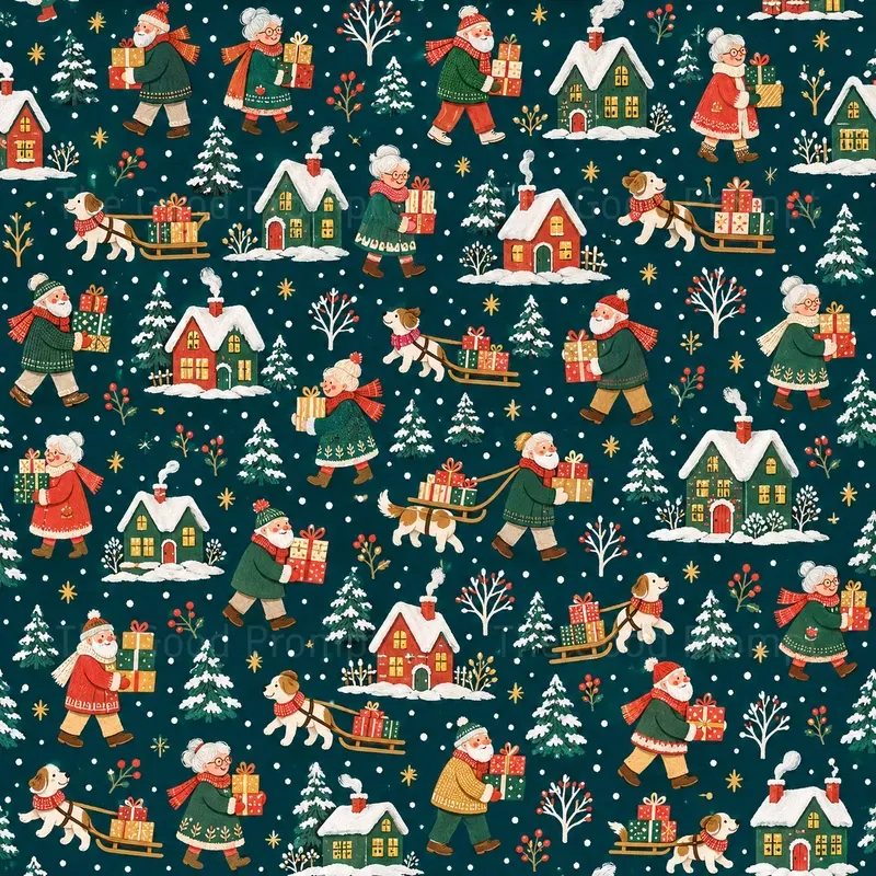 Seamless Christmas Wrapping Pattern Art