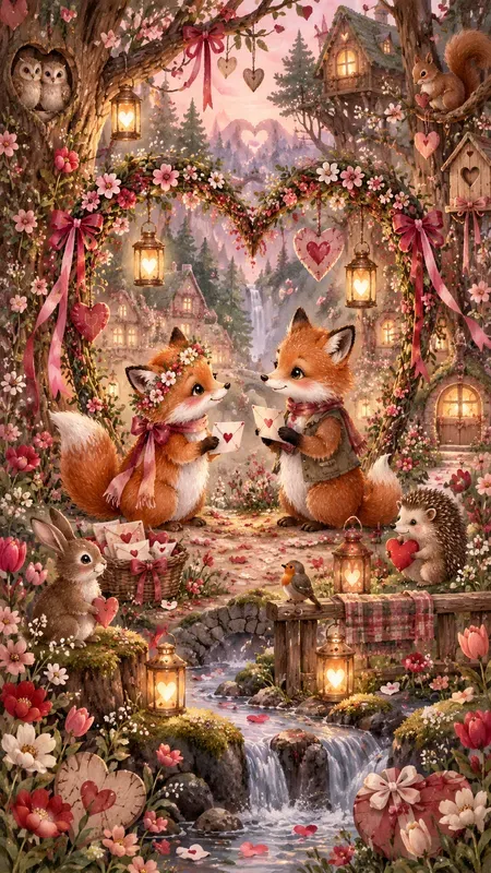 Woodland Valentines Illustrations