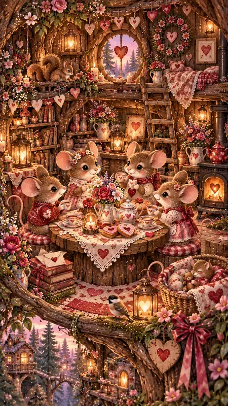 Woodland Valentines Illustrations
