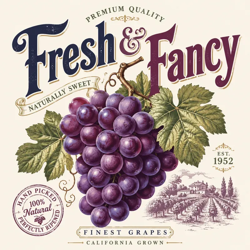 Vintage Fruit Typography Art Packs