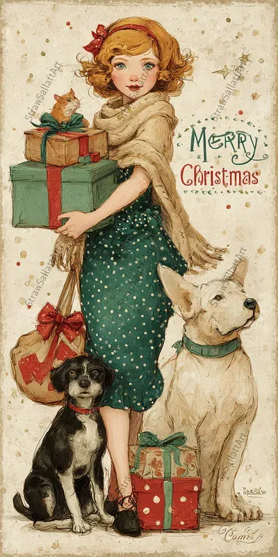 Cute Merry Christmas Posters Wall Art