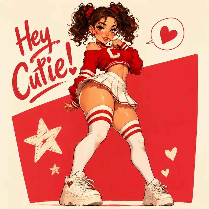 Flirty Cartoon Girl Art