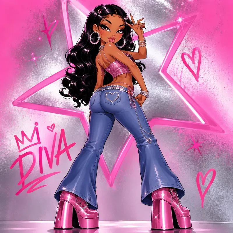 Flirty Cartoon Girl Art