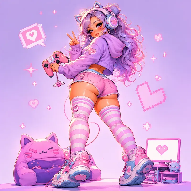 Flirty Cartoon Girl Art