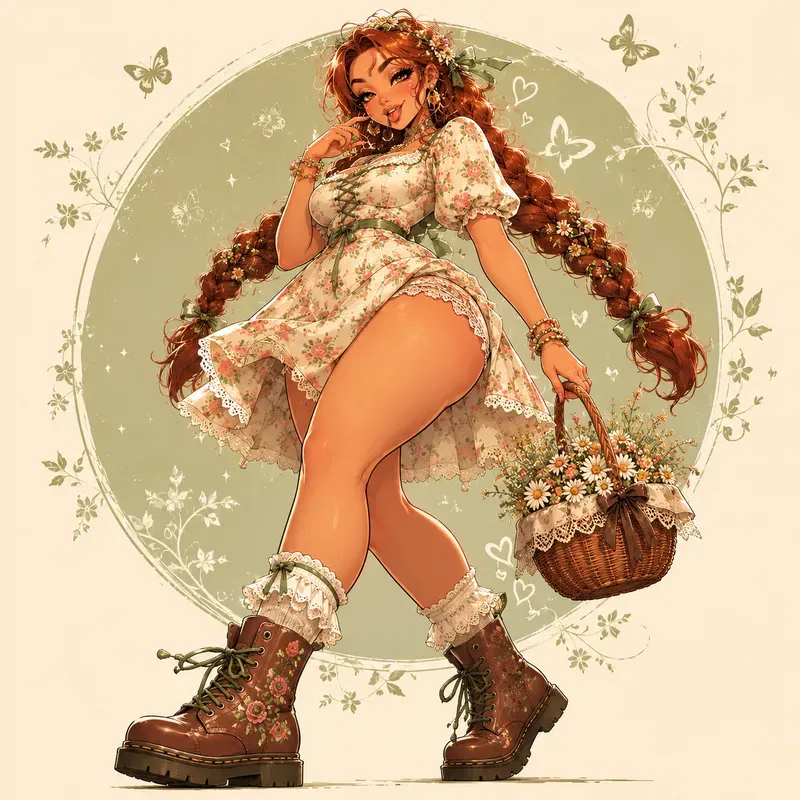 Flirty Cartoon Girl Art