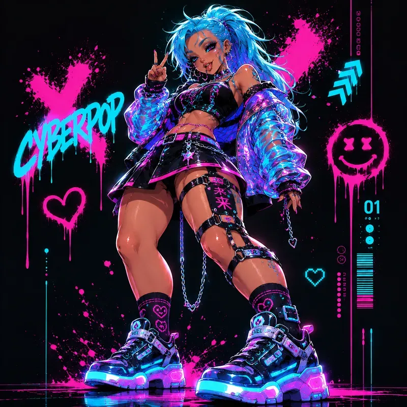 Flirty Cartoon Girl Art