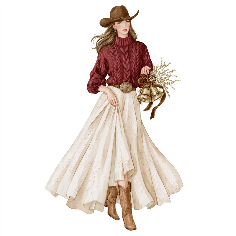 Western Christmas Watercolor Cliparts