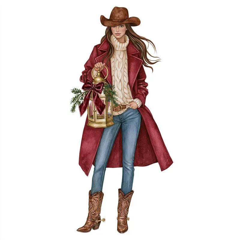 Western Christmas Watercolor Cliparts