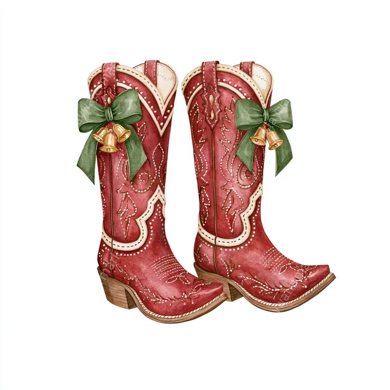 Western Christmas Watercolor Cliparts