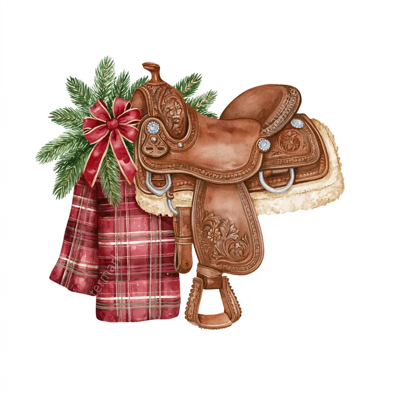 Western Christmas Watercolor Cliparts