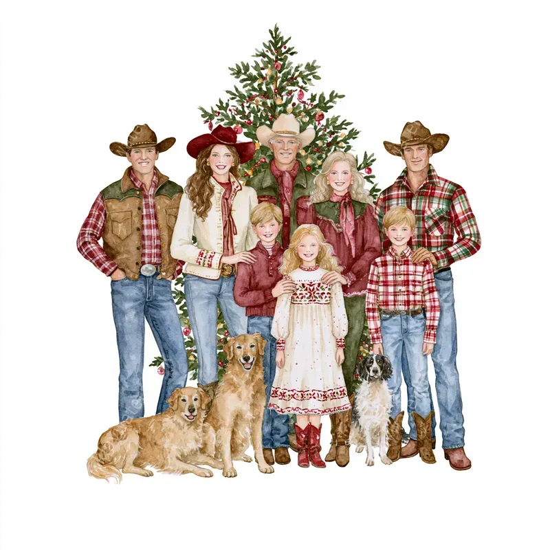 Western Christmas Watercolor Cliparts