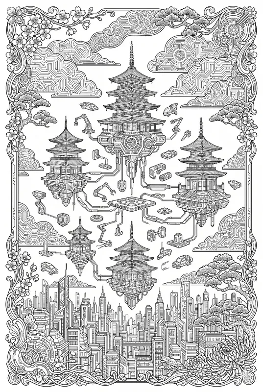 Cyber Organic Mandala Coloring Pages