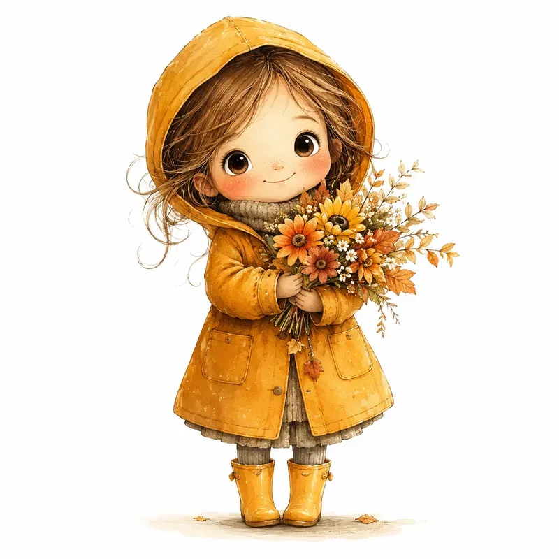 Cute Autumn Character Watercolor Cliparts