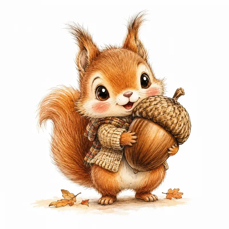 Cute Autumn Character Watercolor Cliparts