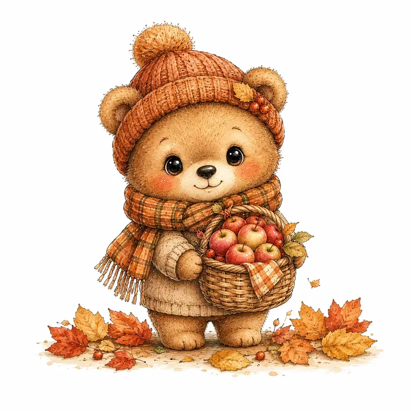 Cute Autumn Character Watercolor Cliparts