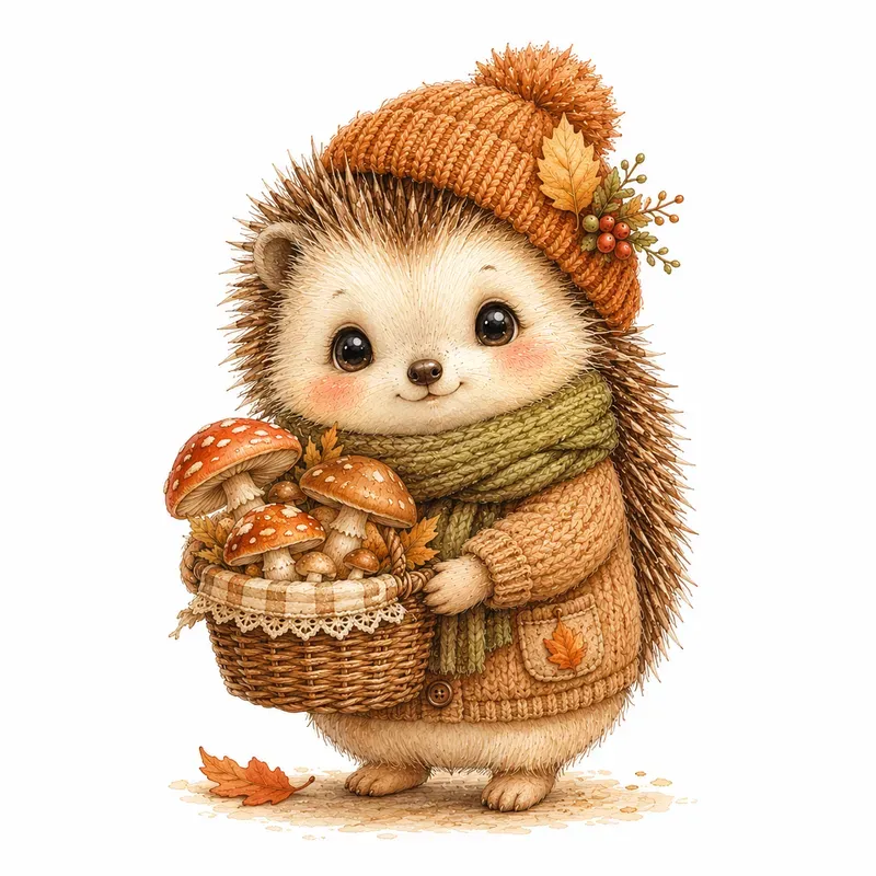 Cute Autumn Character Watercolor Cliparts