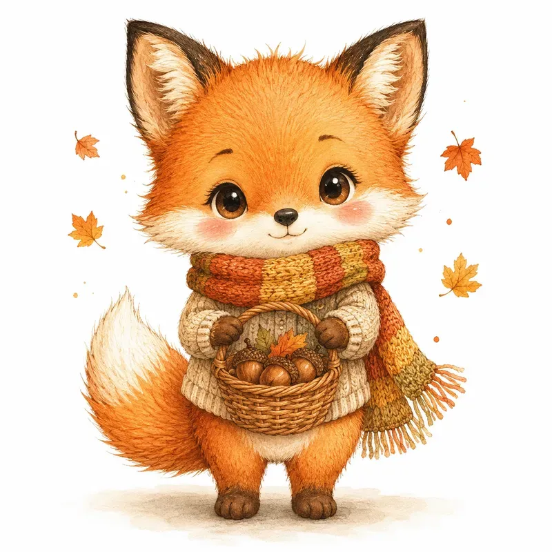 Cute Autumn Character Watercolor Cliparts