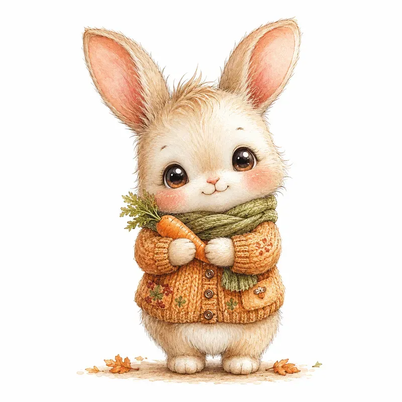Cute Autumn Character Watercolor Cliparts