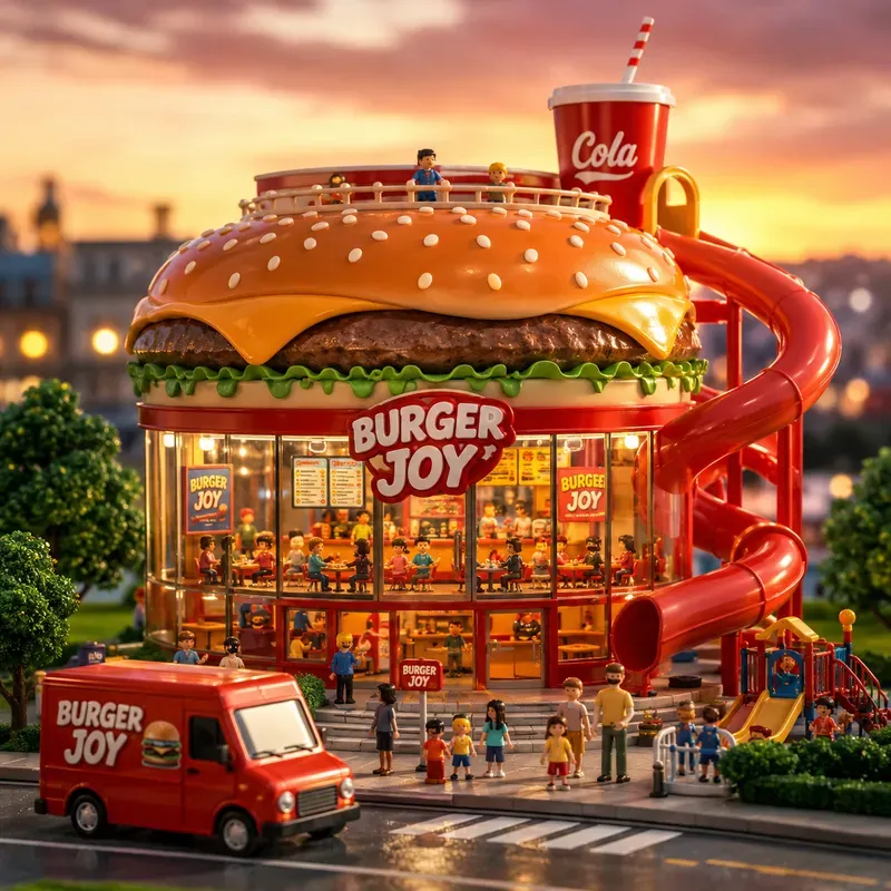 Miniature Fast Food Toy World Scenes