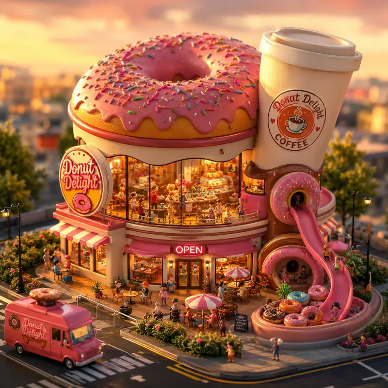 Miniature Fast Food Toy World Scenes
