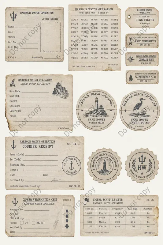 Spy Tradecraft Ephemera Sheets