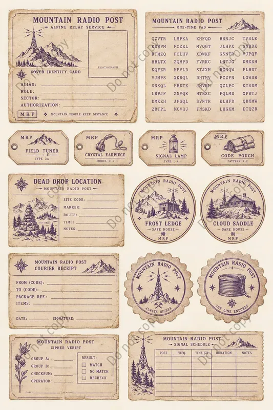 Spy Tradecraft Ephemera Sheets