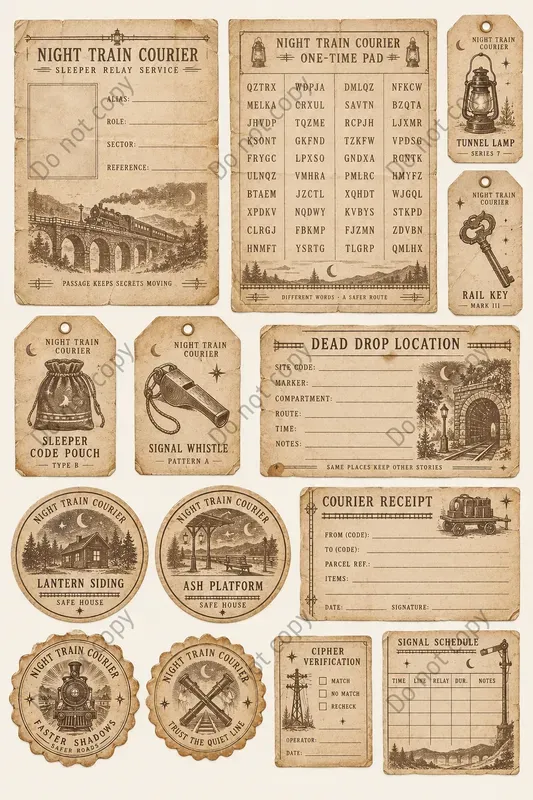 Spy Tradecraft Ephemera Sheets