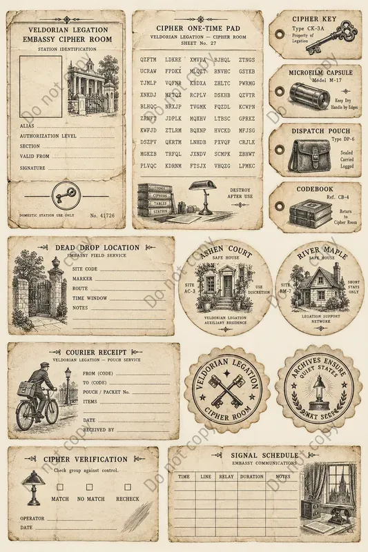Spy Tradecraft Ephemera Sheets