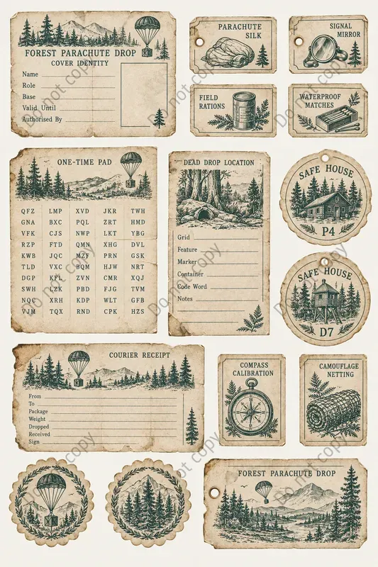 Spy Tradecraft Ephemera Sheets