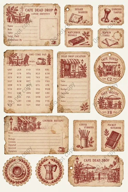 Spy Tradecraft Ephemera Sheets