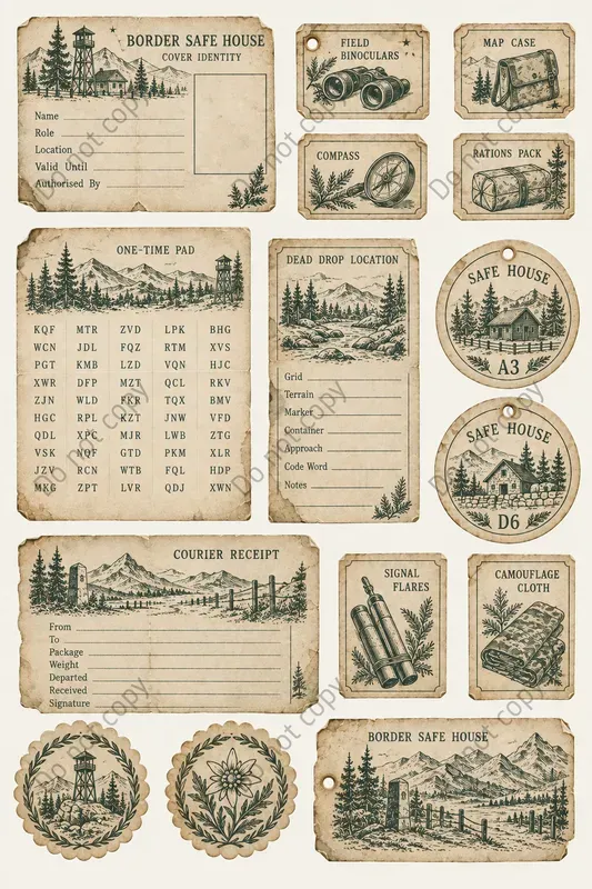 Spy Tradecraft Ephemera Sheets