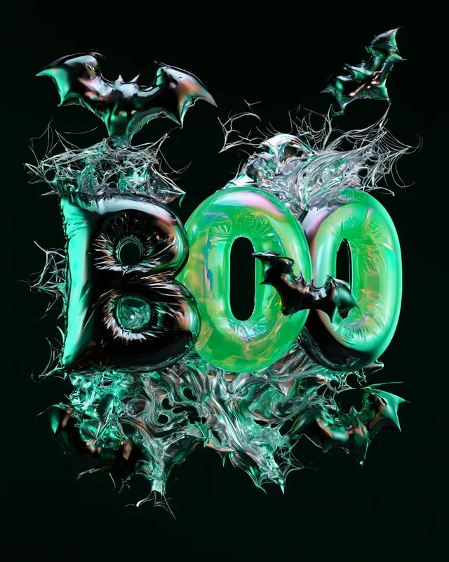 Surreal 3D Halloween Typography Art